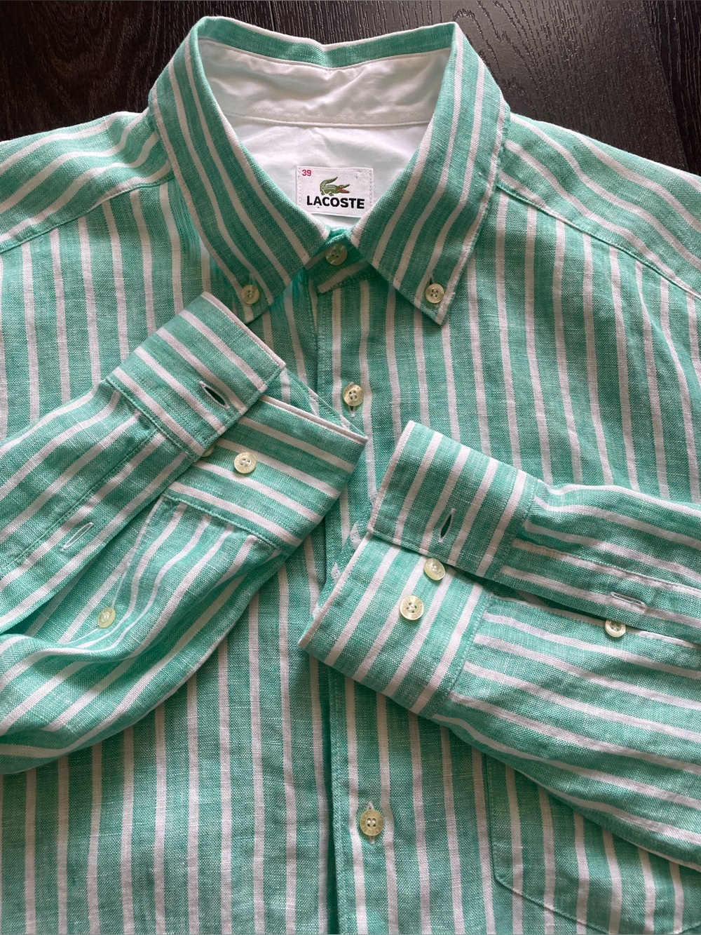 Lacoste - all Linen button up shirt Size 39 ( medium )